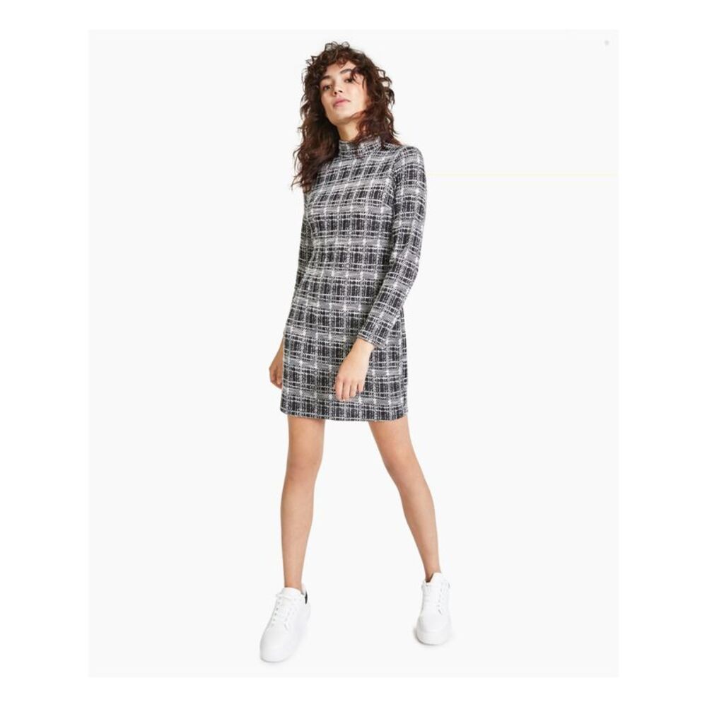 BAR III DRESSES Womens Zippered Long Sleeve Mock Neck Short Sheath Dress